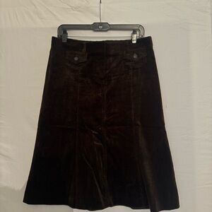 Theory Dark Brown A-Line Skirt corduroy